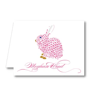 Pink Bunny Folded Notecard
