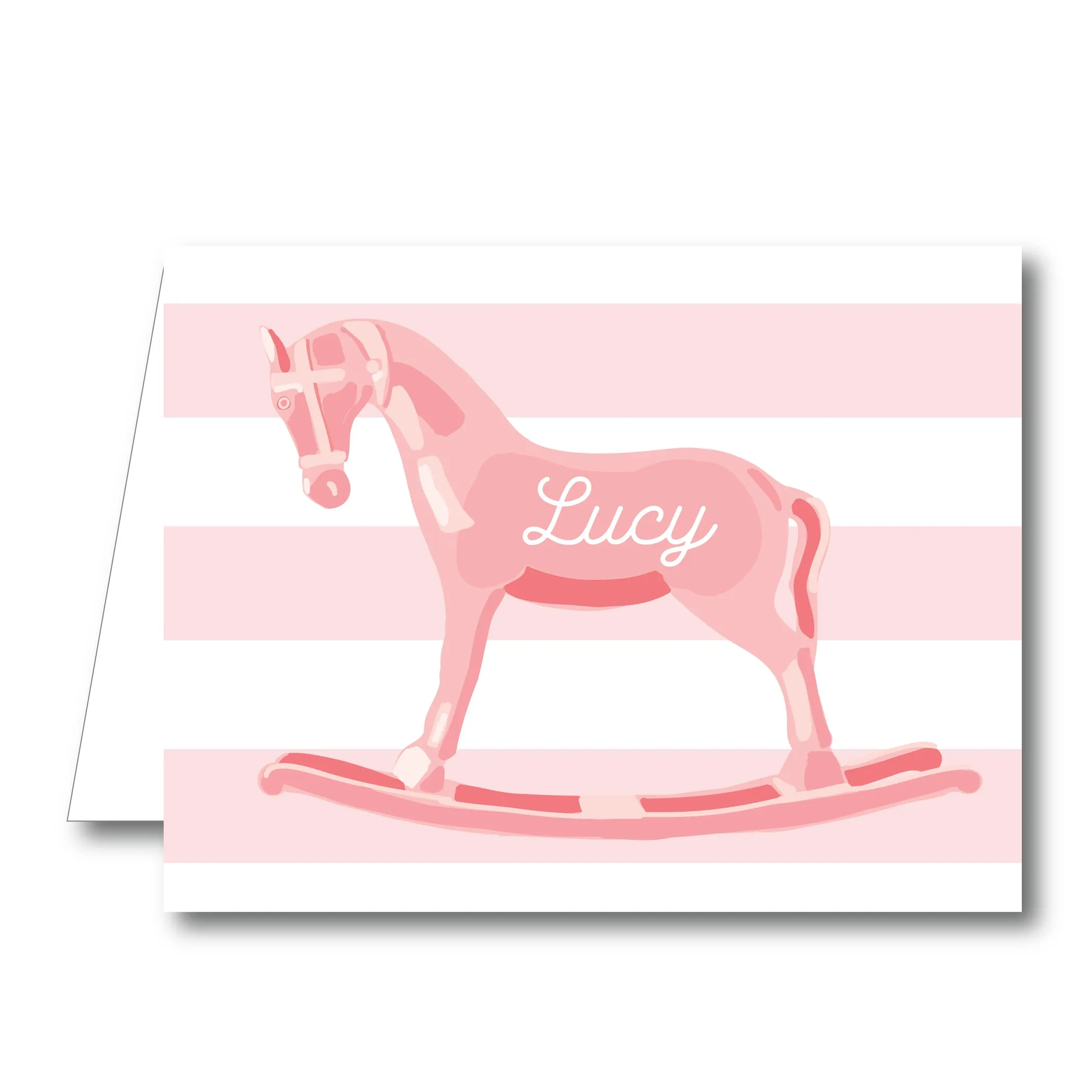 Pink Rocking Horse Folded Notecard