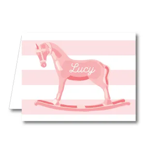 Pink Rocking Horse Folded Notecard