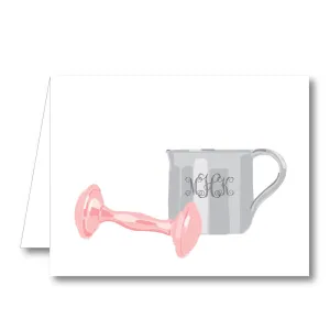 Pink Silver Cup Folded Notecard