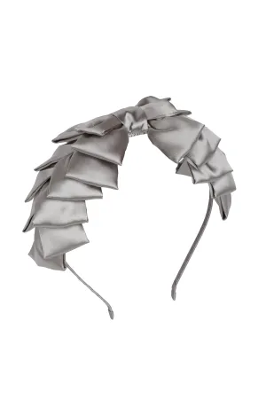 Pleated Ribbon Headband - Silver Grey