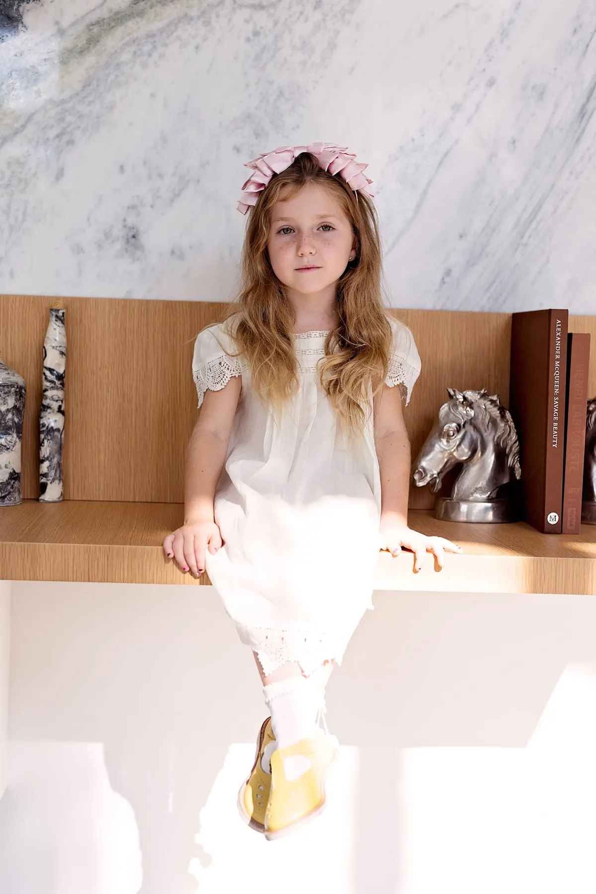 Pleated Ribbon Headband - Silver Grey