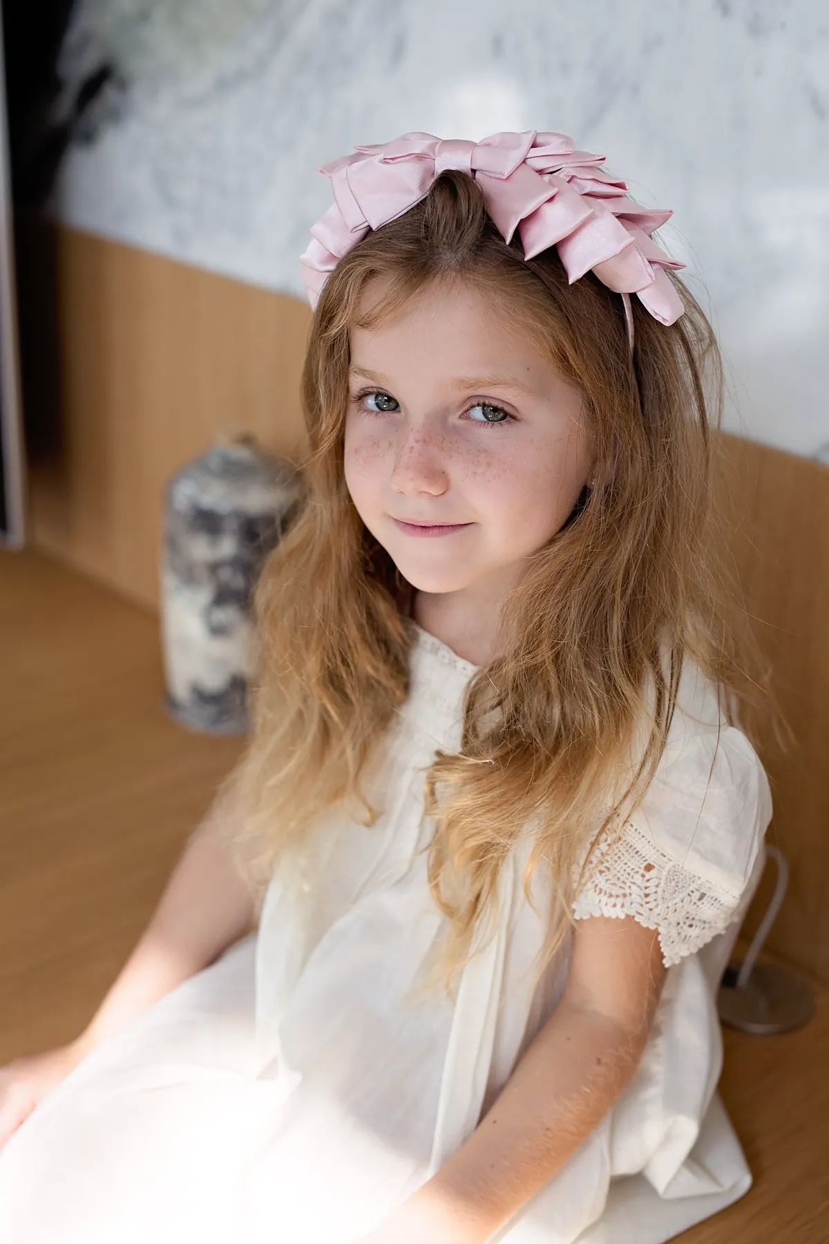 Pleated Ribbon Headband - Silver Grey