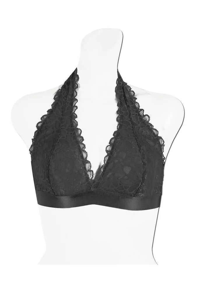 Plus Size Floral Lace Overlay Bralette [Final Sale Item]