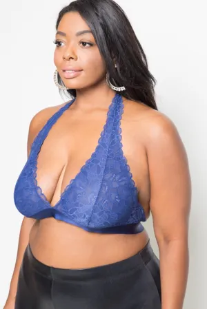 Plus Size Floral Lace Overlay Bralette [Final Sale Item]