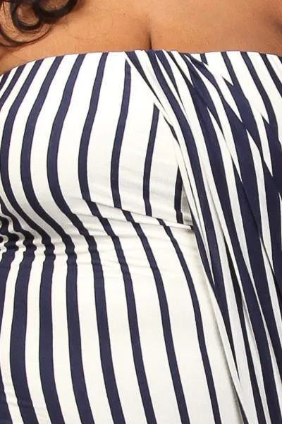 Plus Size Striped Tube Overlay Dress