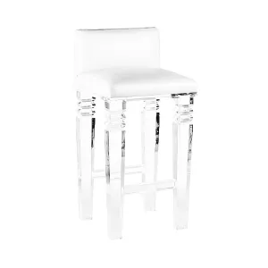 Portofino Lucite Counter Stool - Leather Upholstery