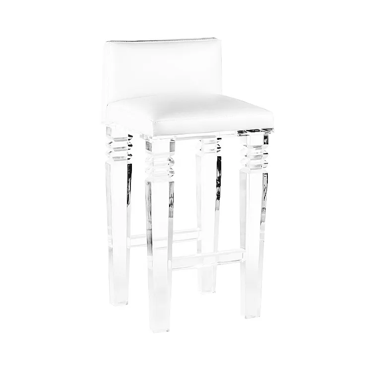 Portofino Lucite Counter Stool - Leather Upholstery