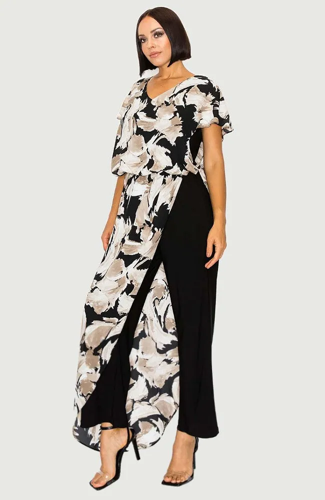 Printed Jumpsuit With Chiffon Overlay