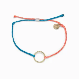 Pura Vida Two-Tone Full Circle  Gold Charm Bracelet ~ Neon Blue/ Strawberry
