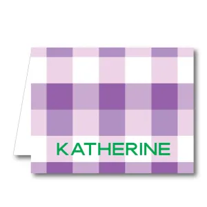 Purple Check Folded Notecard