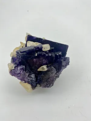 Purple Cubic Fluorite with Scalenohedral Calcite