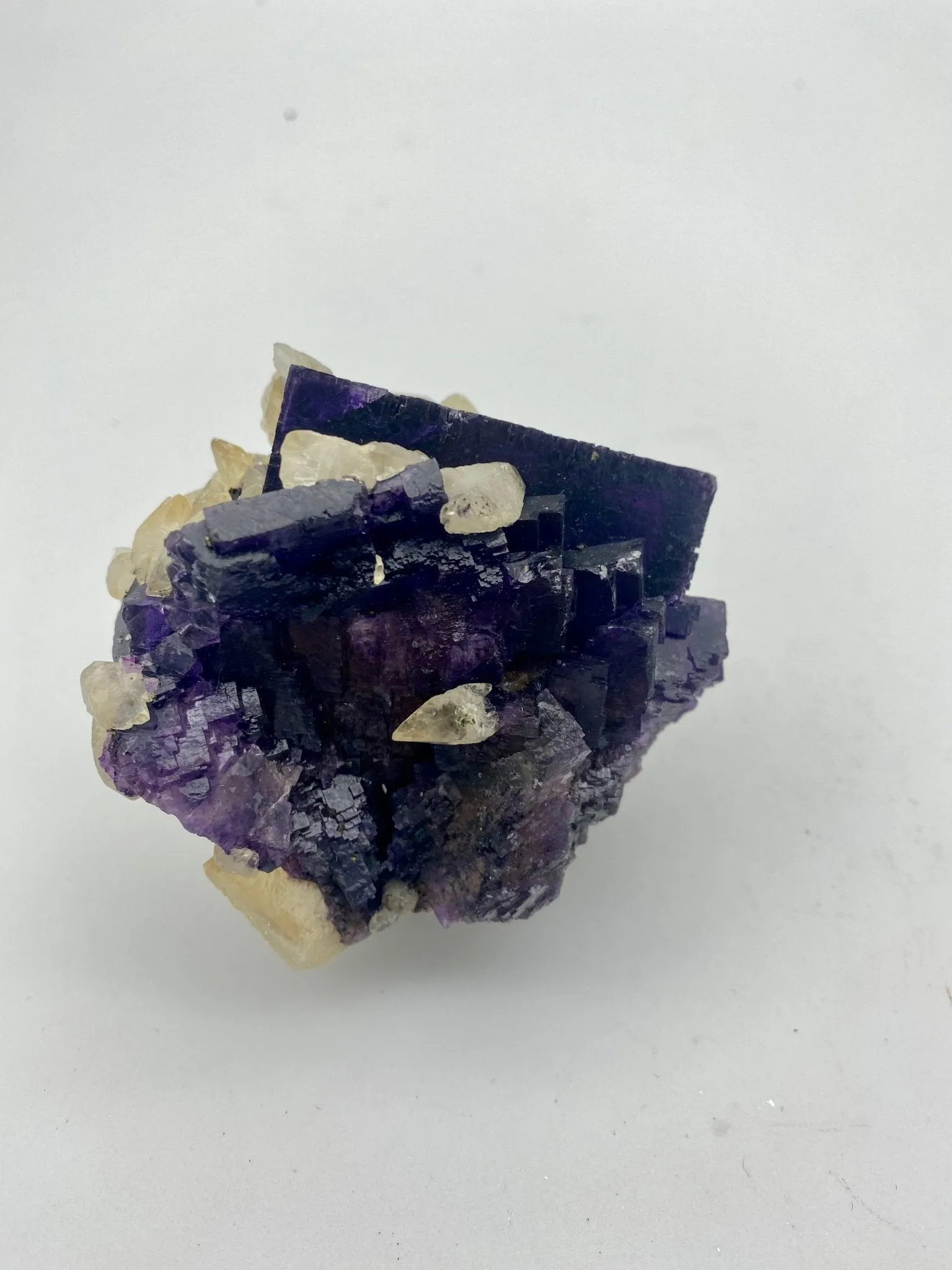 Purple Cubic Fluorite with Scalenohedral Calcite