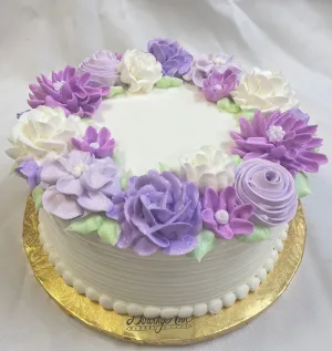 Purple Floral Wreath Cake Design 8" Round