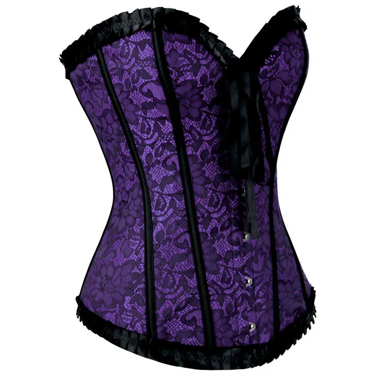 Purple Lace Overlay Overbust Corset