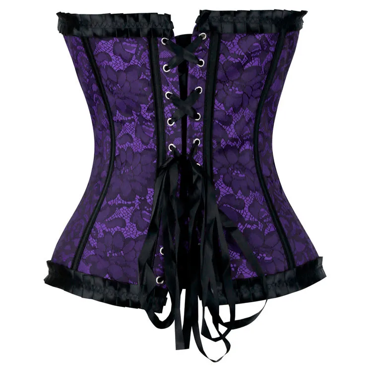 Purple Lace Overlay Overbust Corset
