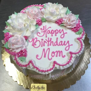 "Magnolia & Roses" Design 8" Round Cake