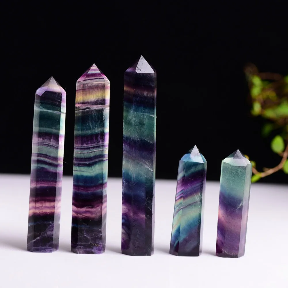 Rainbow Striped Fluorite Obelisk Crystal Wand