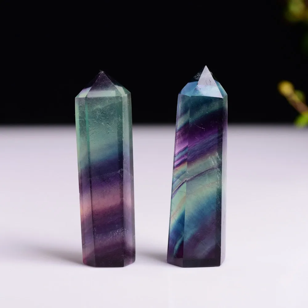 Rainbow Striped Fluorite Obelisk Crystal Wand