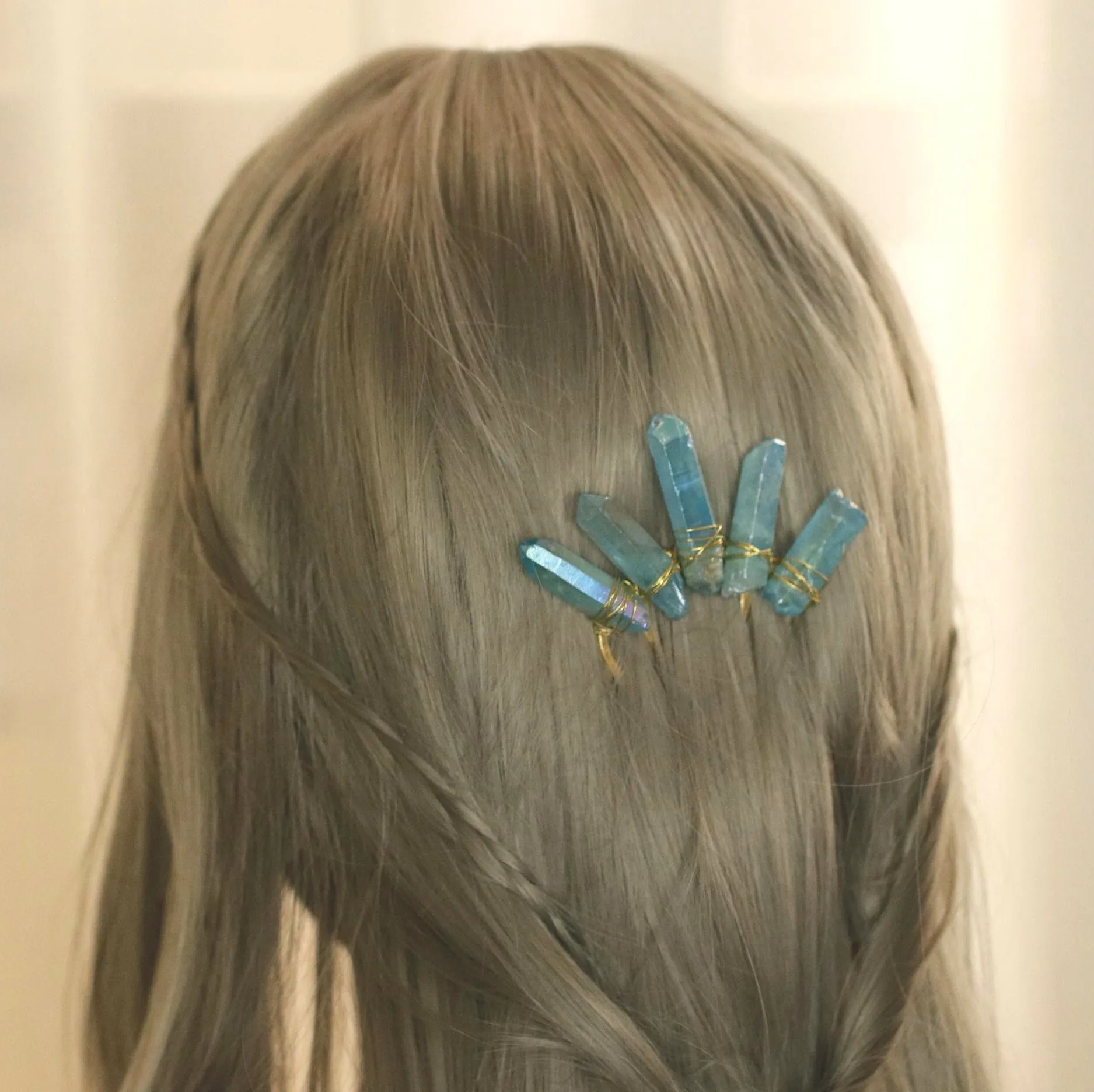 Raw crystal color bridal comb, crystal hairpin, crystal , BOHO wedding gift