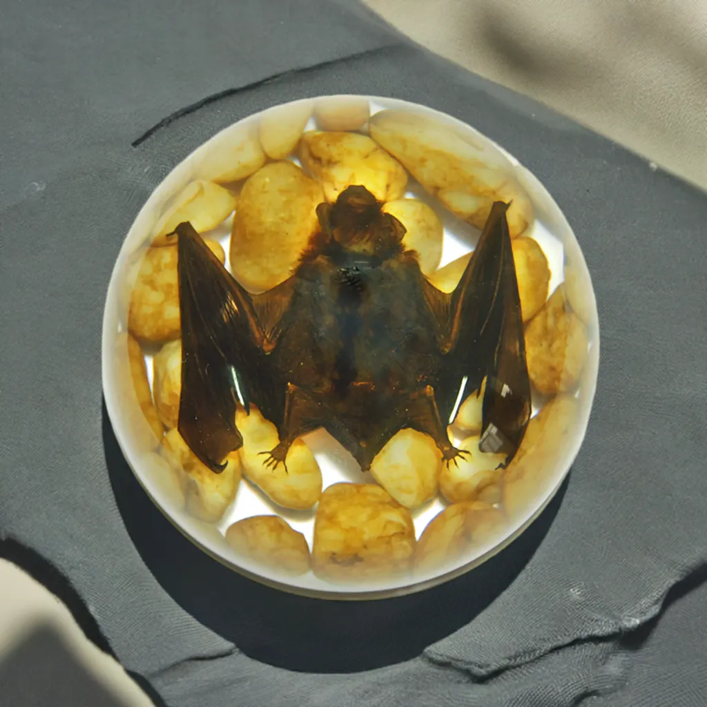Real Horseshoe Bat In Resin Half Dome Real Nature Gift