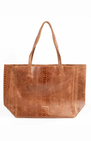 Rectangular Tote Snake Camel