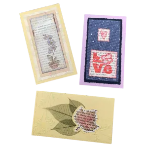 Recycled Book Page Handmade Cards (set of 3)