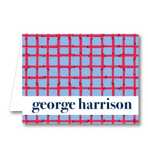 Red Blue Bamboo Folded Notecard