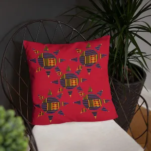 Red Kente Sun African Print Pillow