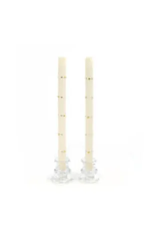 Rhinestone Dinner Candles Pearl S/2