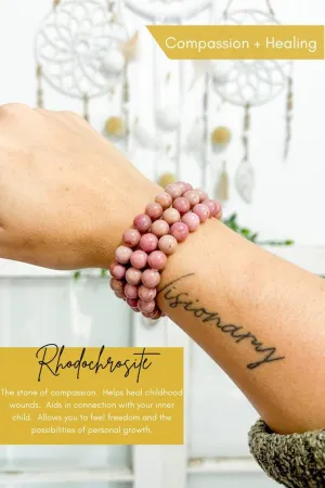 Rhodochrosite 8mm Bead Bracelet