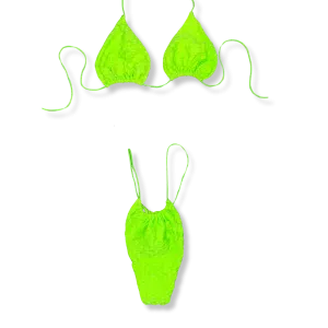 Ribbed Lincoln Road Neon Green String Bikini