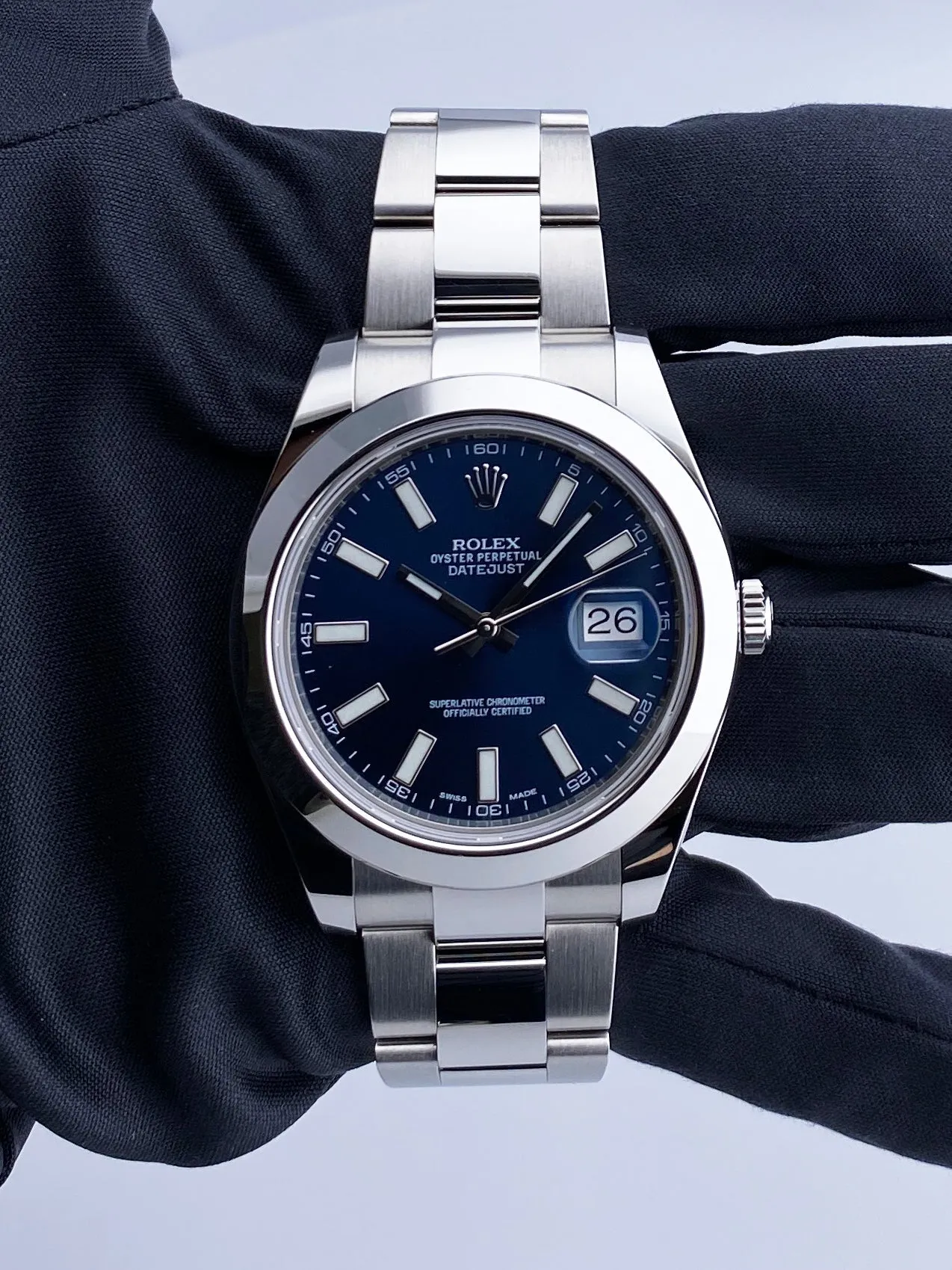 Rolex Datejust 41 116300 Blue Dial Steel Mens Watch Box Papers