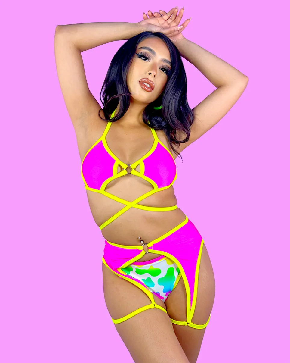 Rolita Couture X RW Neon Pink Assassin Underboob Top