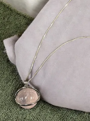 Rose Quartz Crystal Pendant, Silver 925 Necklace