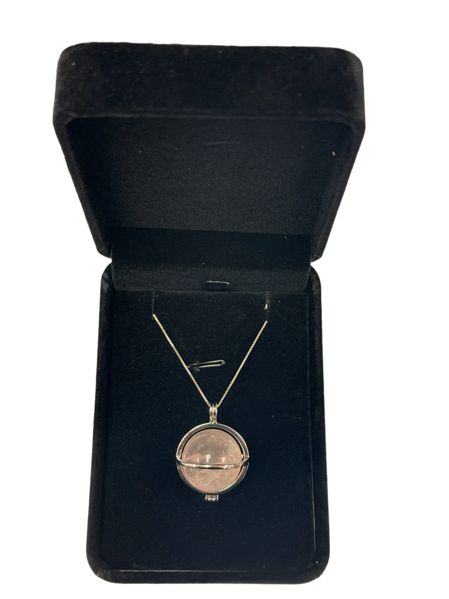 Rose Quartz Crystal Pendant, Silver 925 Necklace