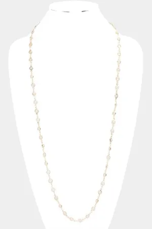 Round Lucite Link Necklace Gold tone