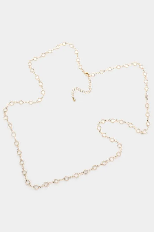 Round Lucite Link Necklace Gold tone