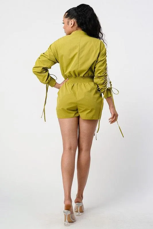 RUCHED UTILITY ROMPER