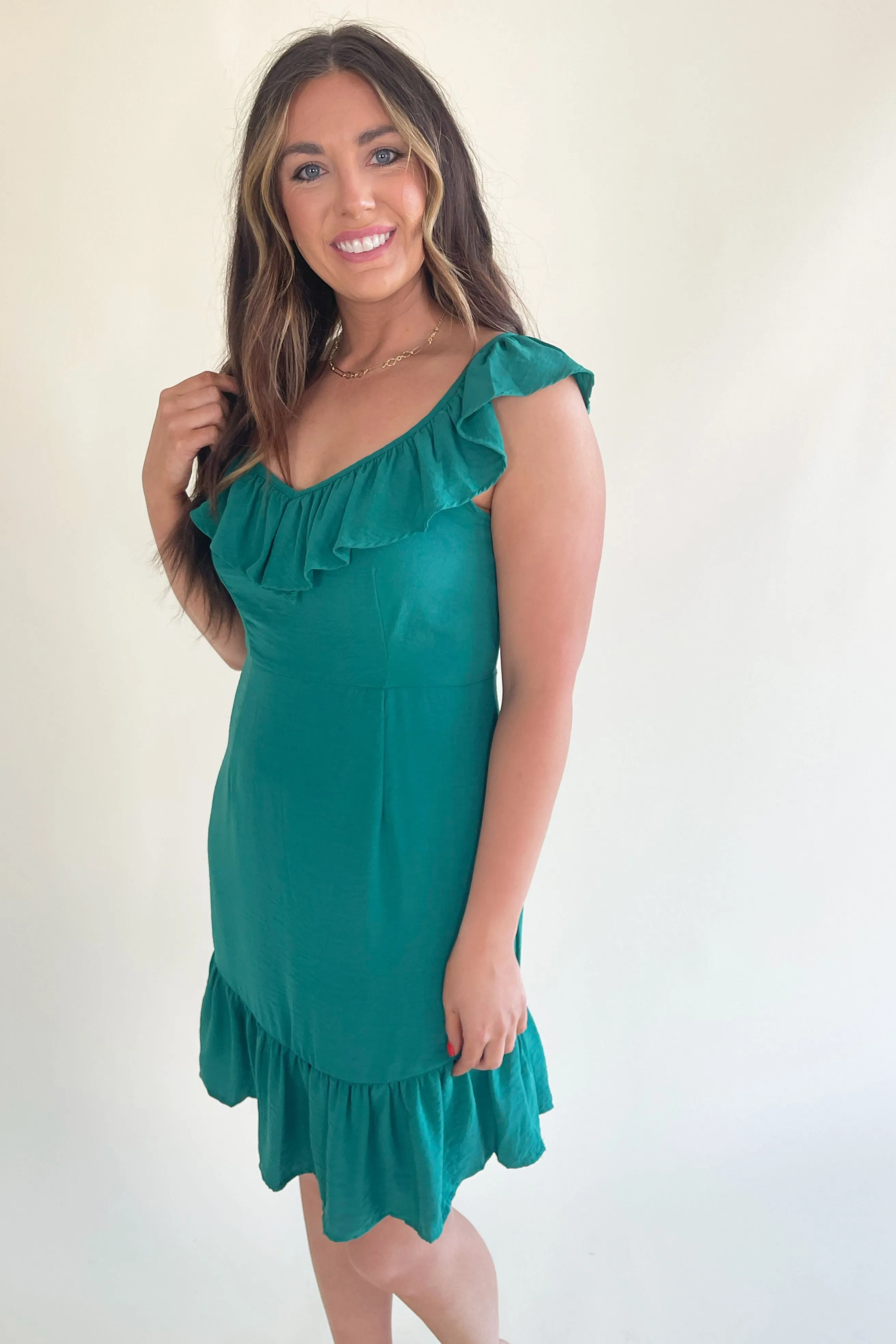 Ruffle Overlay Sleeveless Dress