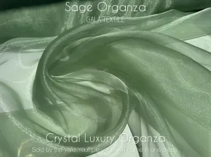 Sage Crystal Organza Fabric By the Yard, Shinny Green Organza Material for Wedding Wear, Evening Gowns, Event Decoration, Bows Making Fabric