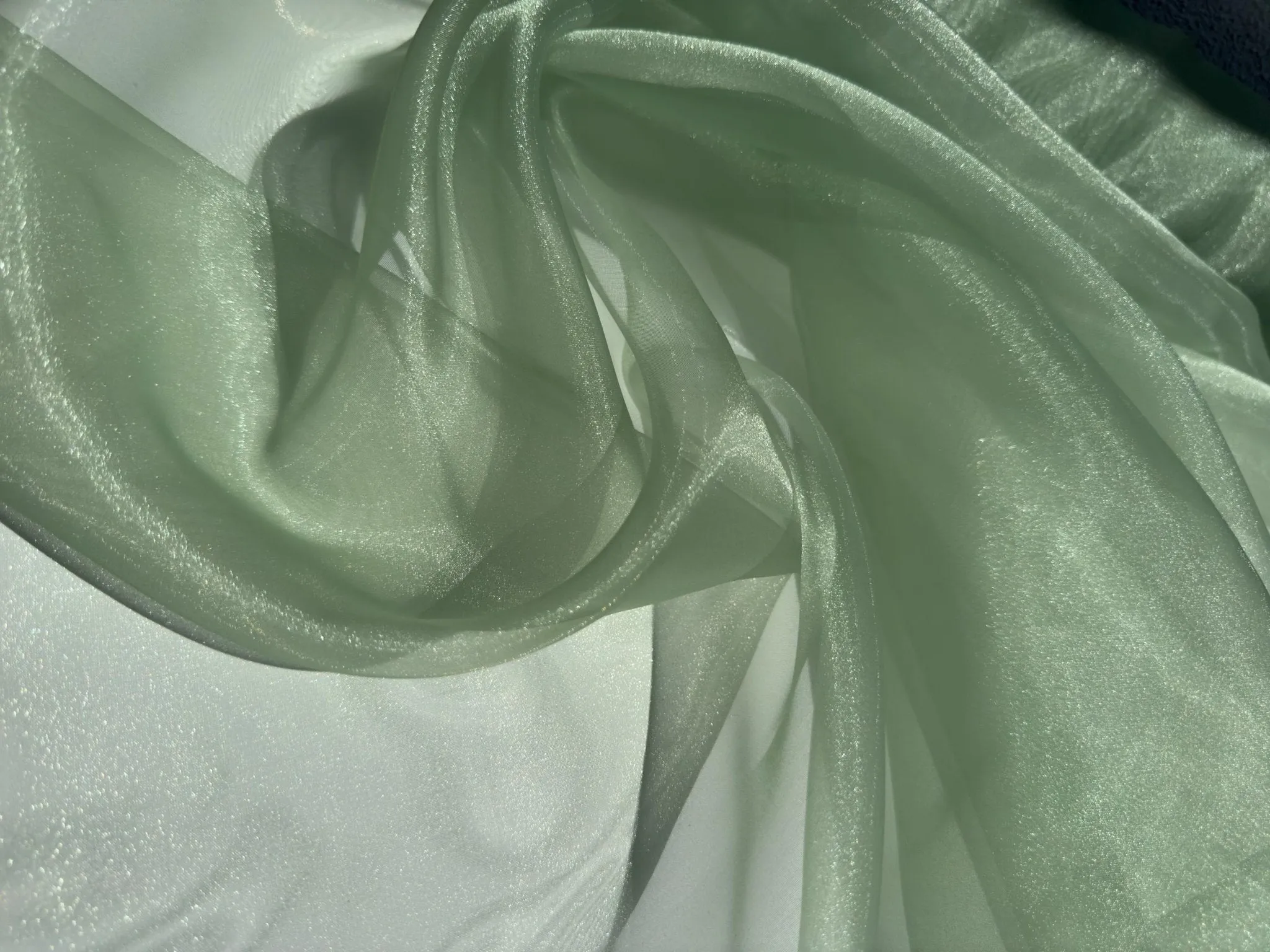 Sage Crystal Organza Fabric By the Yard, Shinny Green Organza Material for Wedding Wear, Evening Gowns, Event Decoration, Bows Making Fabric
