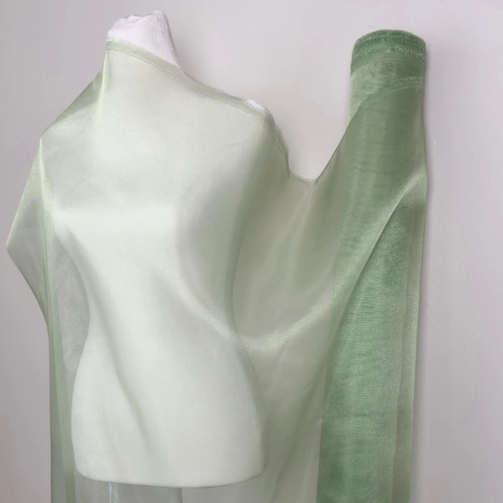 Sage Crystal Organza Fabric By the Yard, Shinny Green Organza Material for Wedding Wear, Evening Gowns, Event Decoration, Bows Making Fabric