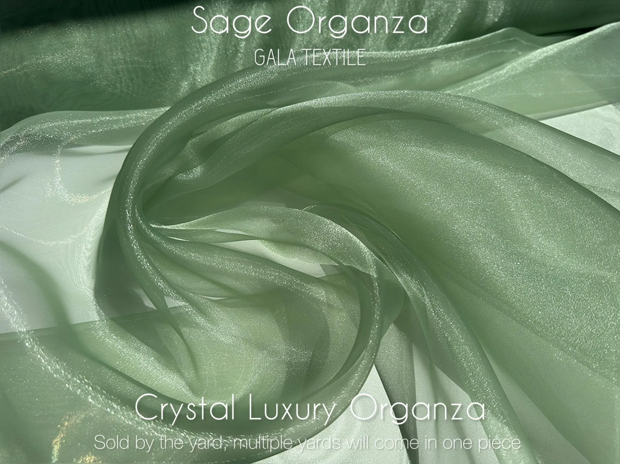 Sage Crystal Organza Fabric By the Yard, Shinny Green Organza Material for Wedding Wear, Evening Gowns, Event Decoration, Bows Making Fabric