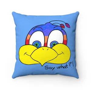 Say what?! light blue Faux Suede Square Pillow