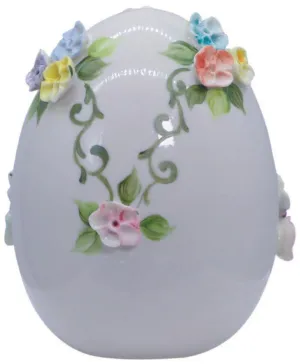 Sbordone Egg colored flowers Ø18cm h.19cm porcelain made in Italy UO45/3