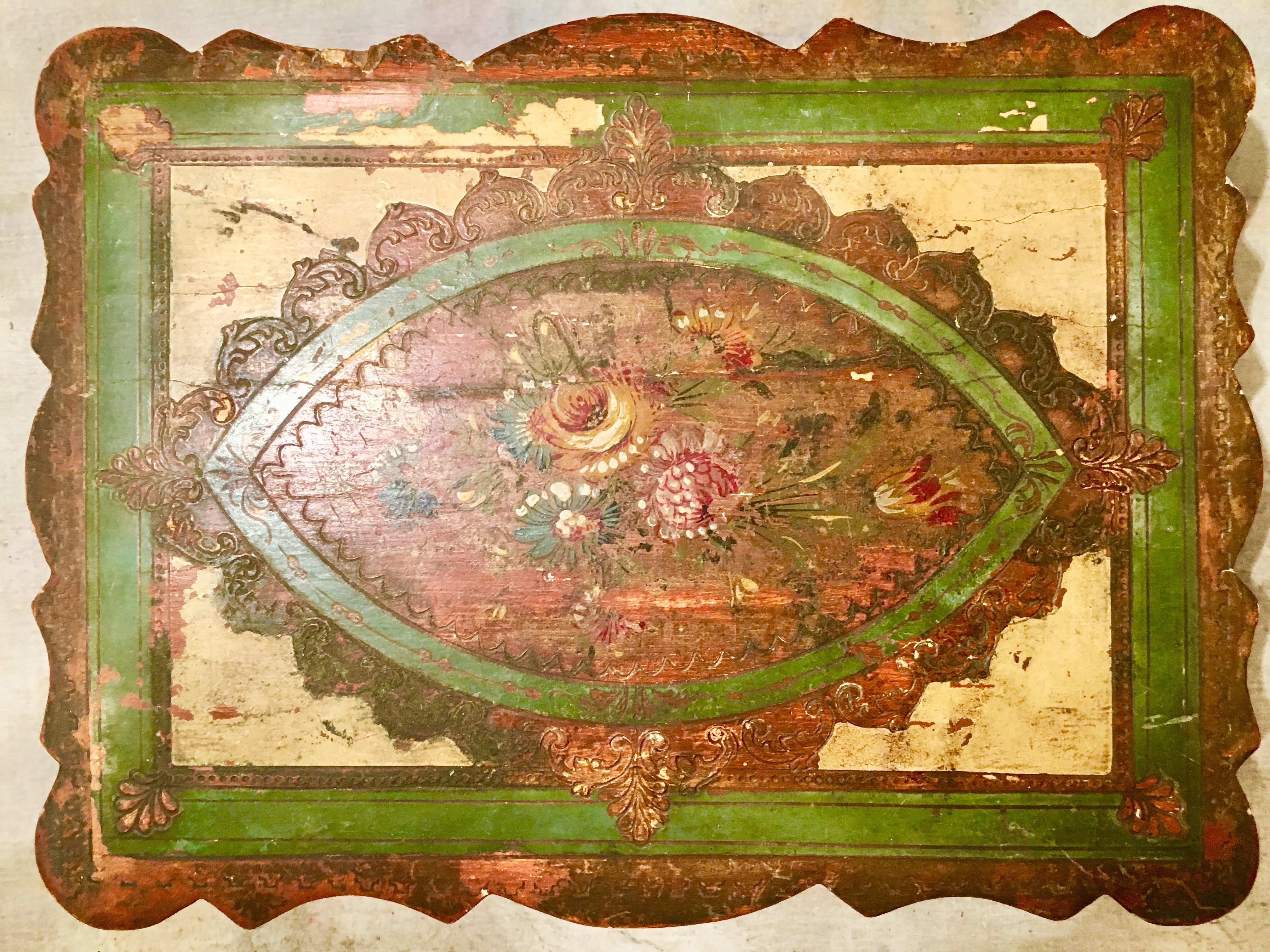 Scalloped Hand-painted Roses Box - FREE SHIPPING