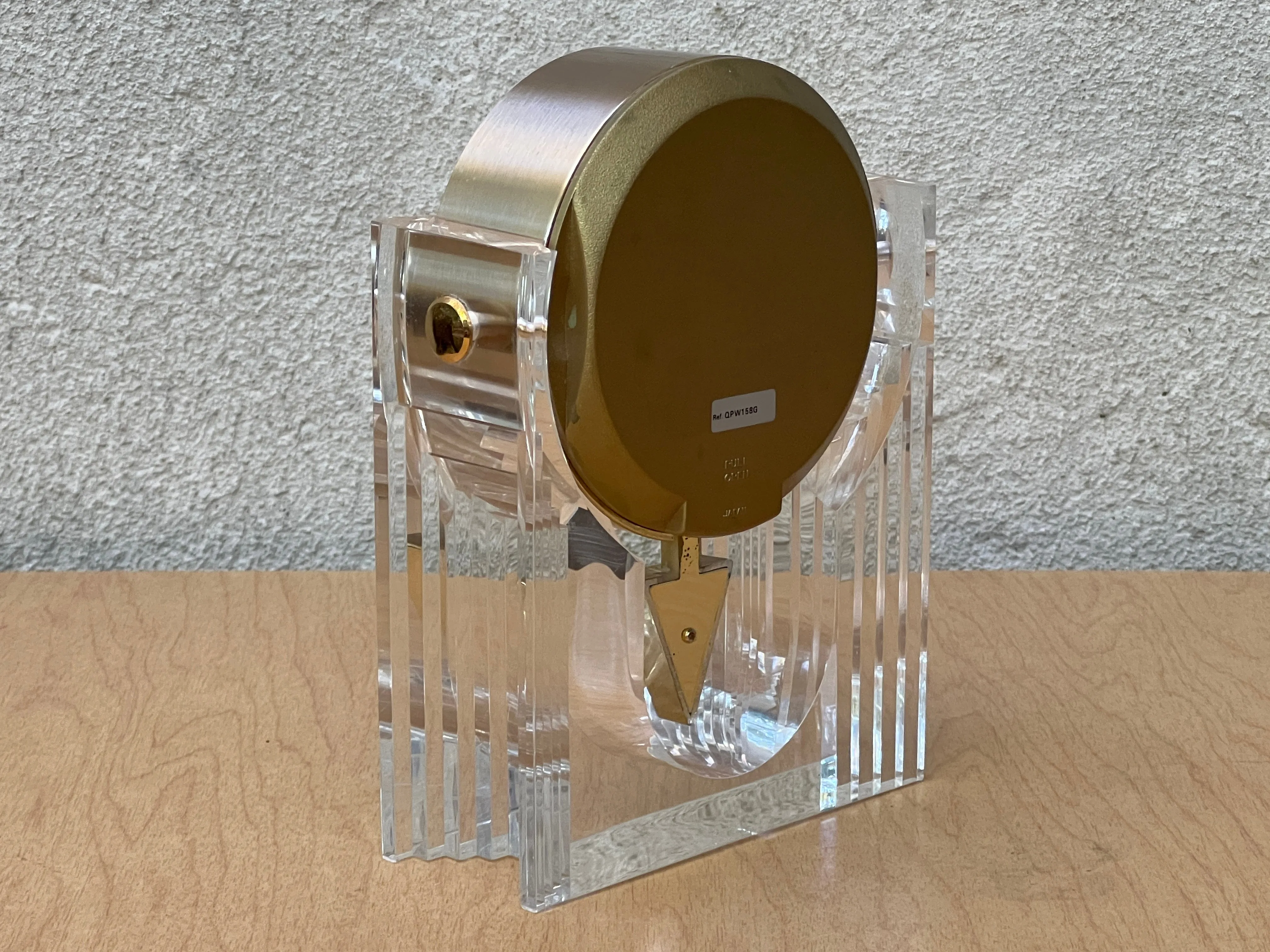 Seiko Neo Deco Lucite Brass Pendulum Table Clock, Memphis Design