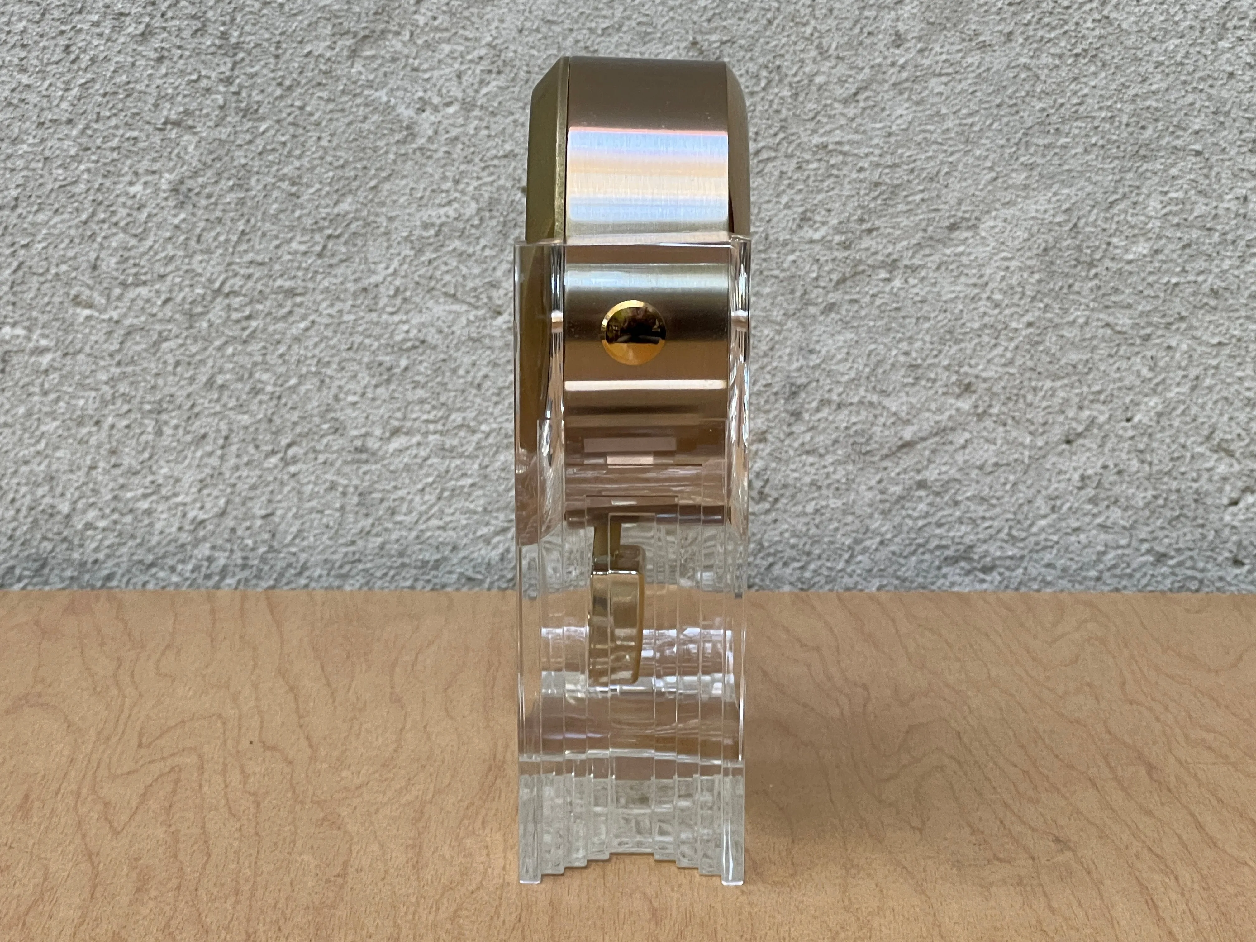Seiko Neo Deco Lucite Brass Pendulum Table Clock, Memphis Design