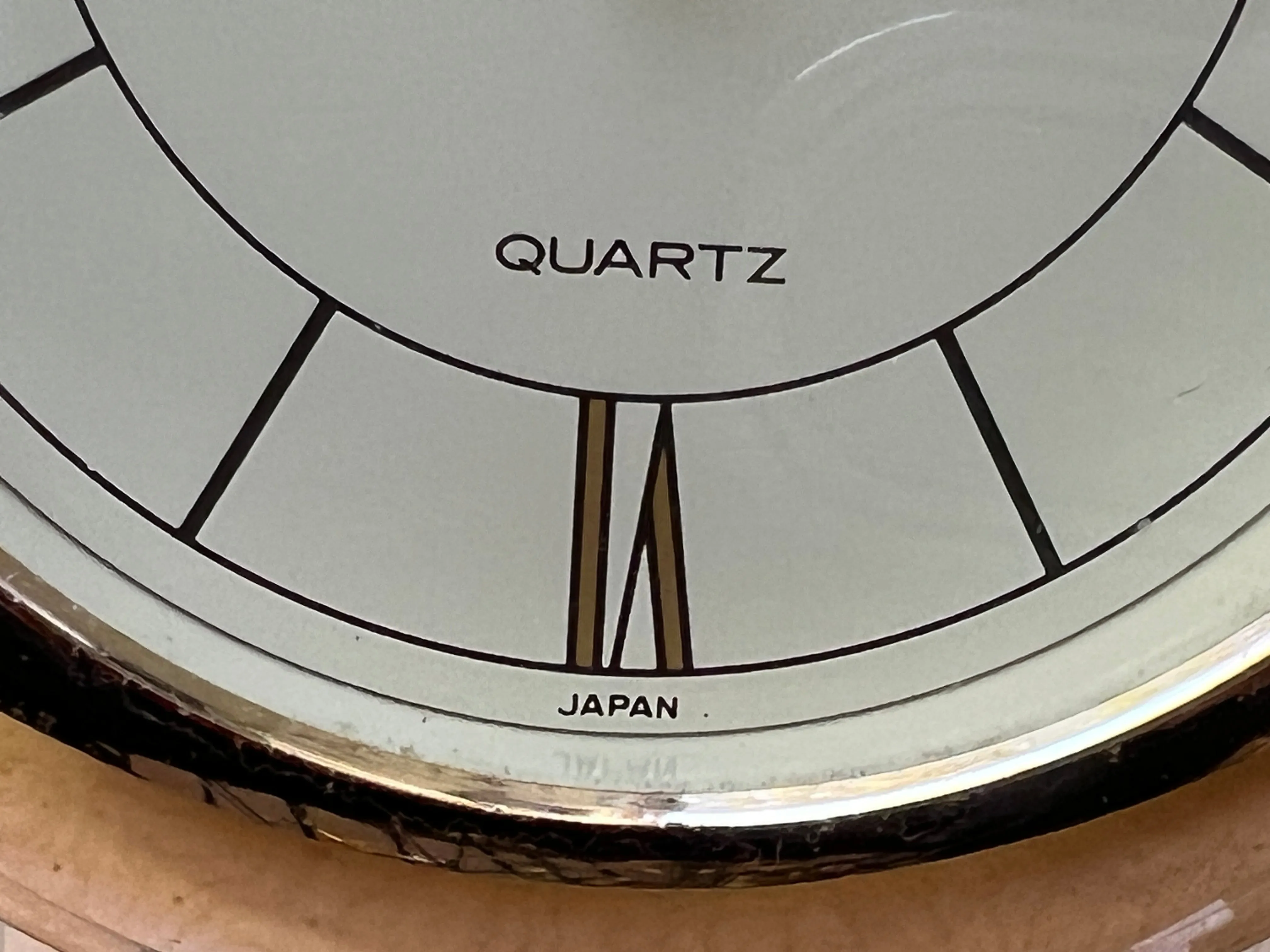 Seiko Neo Deco Lucite Brass Pendulum Table Clock, Memphis Design
